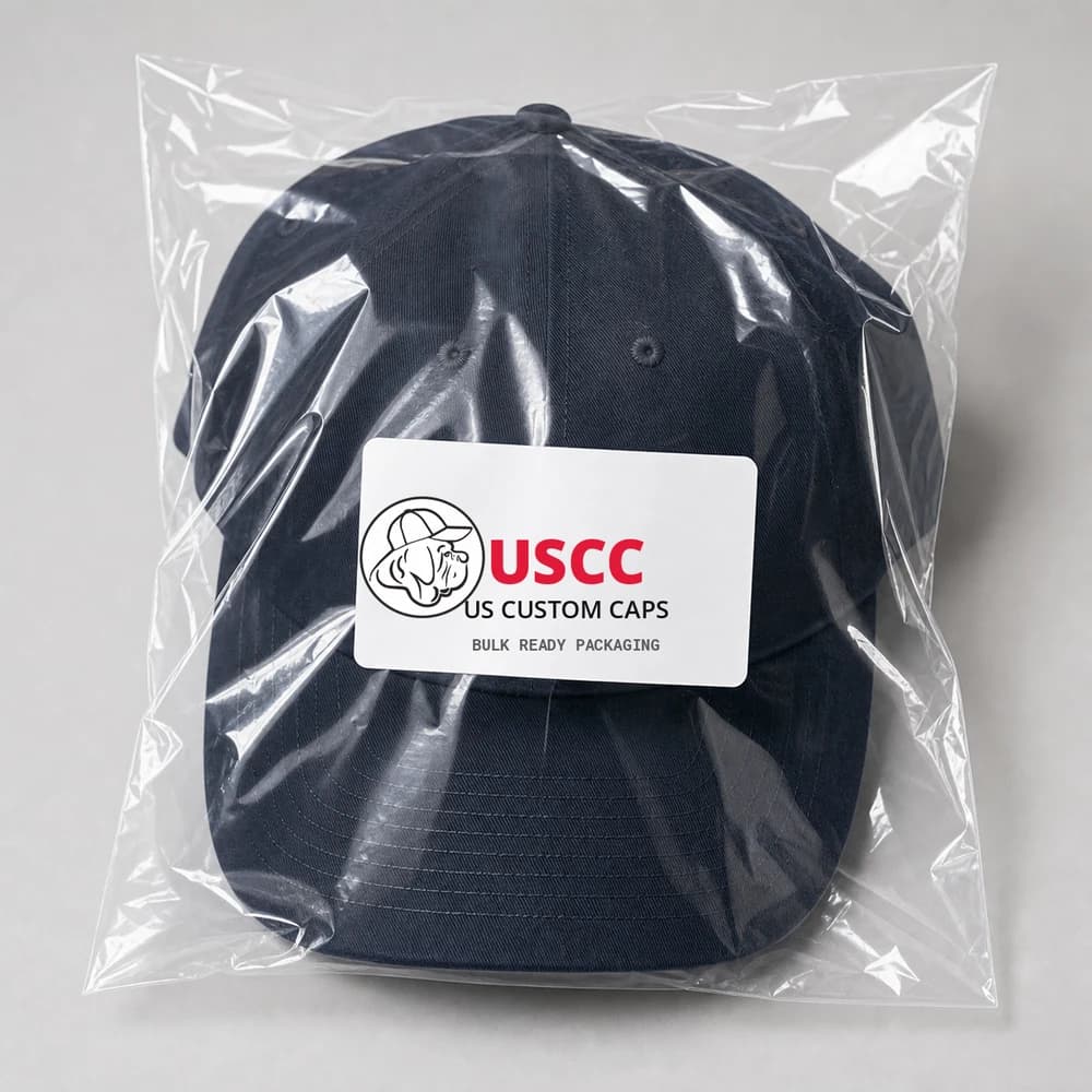 US Custom Caps individually bagged cap packaging add-on